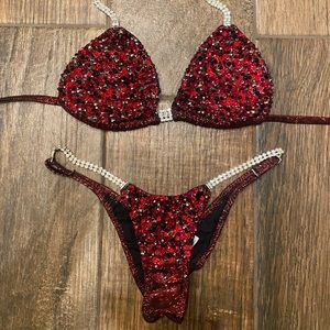Red and Black Beaded Bikini